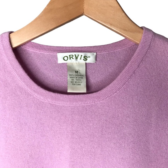 Medium Light Purple Orvis 100% Cashmere Crew Neck Sweater Pullover Mauve - Picture 3 of 9